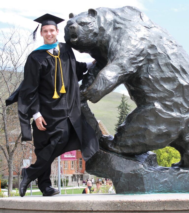 Intermountain graduate, Schylar Canfield-Baber, the day he received his Master's Degree from the University of Montana